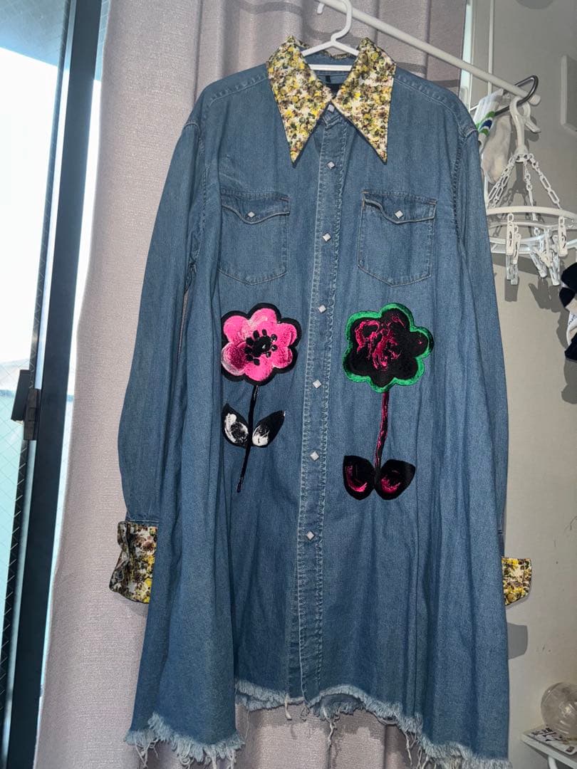 フラワー刺繍デニムシャツ kidill mine denim コラボ