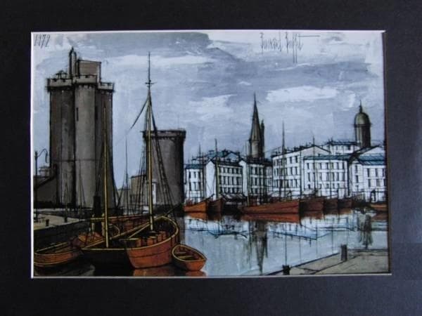 ベルナール・ビュッフェ「La Rochelle」希少画集の額装画、人気作品 ベルナール・ビュッフェ「La Rochelle」希少画集の額装画、人気作品