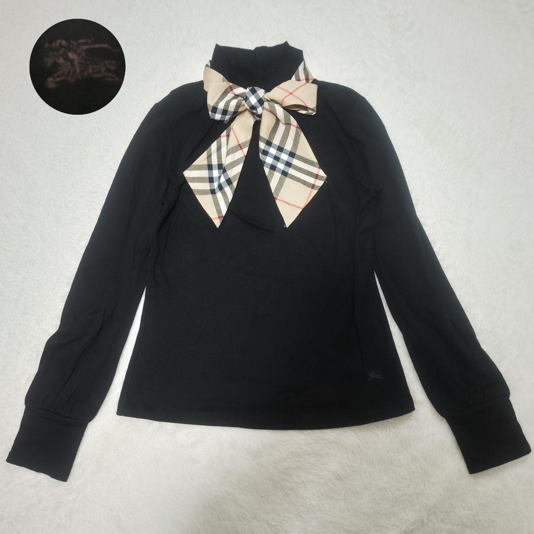 バーバリーブルーレーベル ボウタイ リボン 長袖 ノバチェック ホースロゴ バーバリーブルーレーベル ボウタイ リボン 長袖 ノバチェック