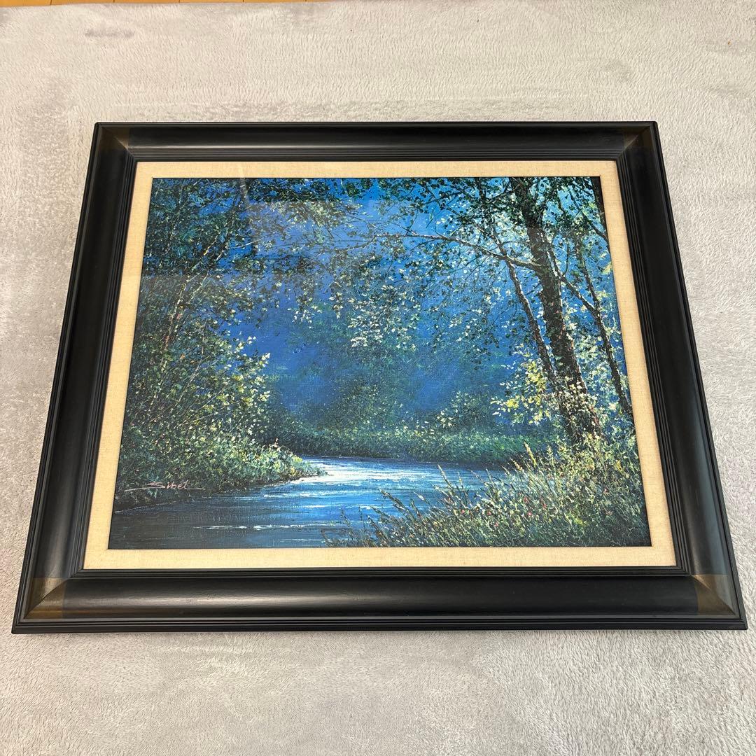 油絵p-10号SL 塩田満男一枚の檜日仏現代美術展金賞