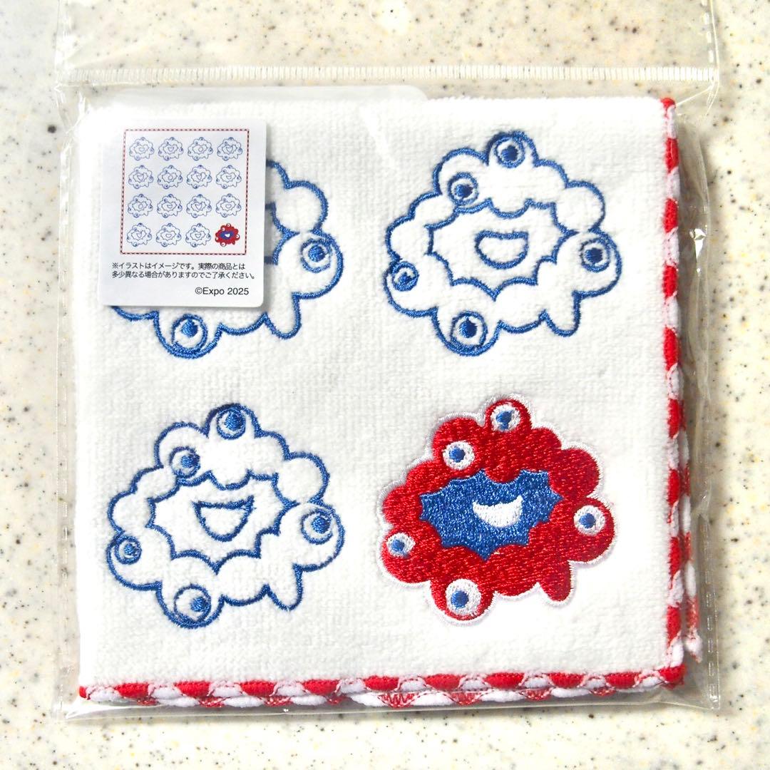 T*e様 EXPO2025 ミャクミャク 全面刺繍ミニタオル ホワイト 1枚 未