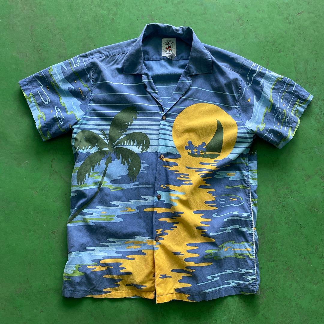 90s mickey アロハシャツ　総柄　月面　ディズニー
