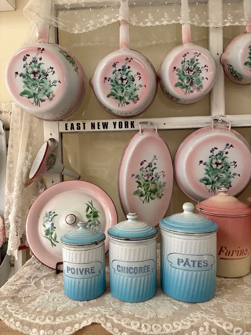 フランスアンティーク♡BB社ブルーグラデーションホーローキャニスター