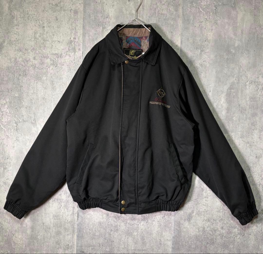 USA製 80s ブルゾン 黒 企業刺繍ロゴ 裏地総柄 vintage - メルカリ