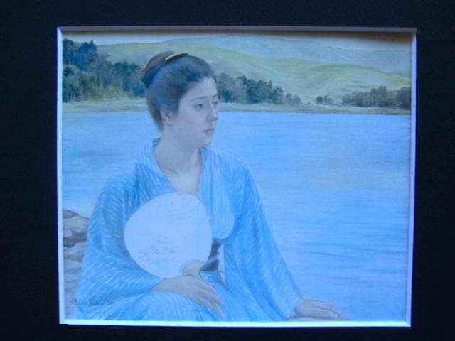 黒田清輝、【湖畔】、年代物・希少な画集画、新品高級額 額装付、状態