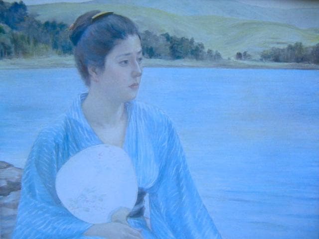 黒田清輝、【湖畔】、年代物・希少な画集画、新品高級額 額装付、状態