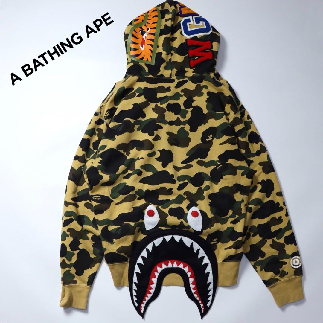 レア　A BATHING APE エイプ　1st カモ シャーク パーカー