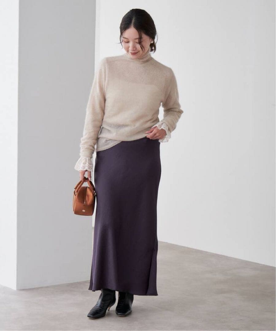 新品未使用イエナIENAダブルサテンスカート38ブラウン