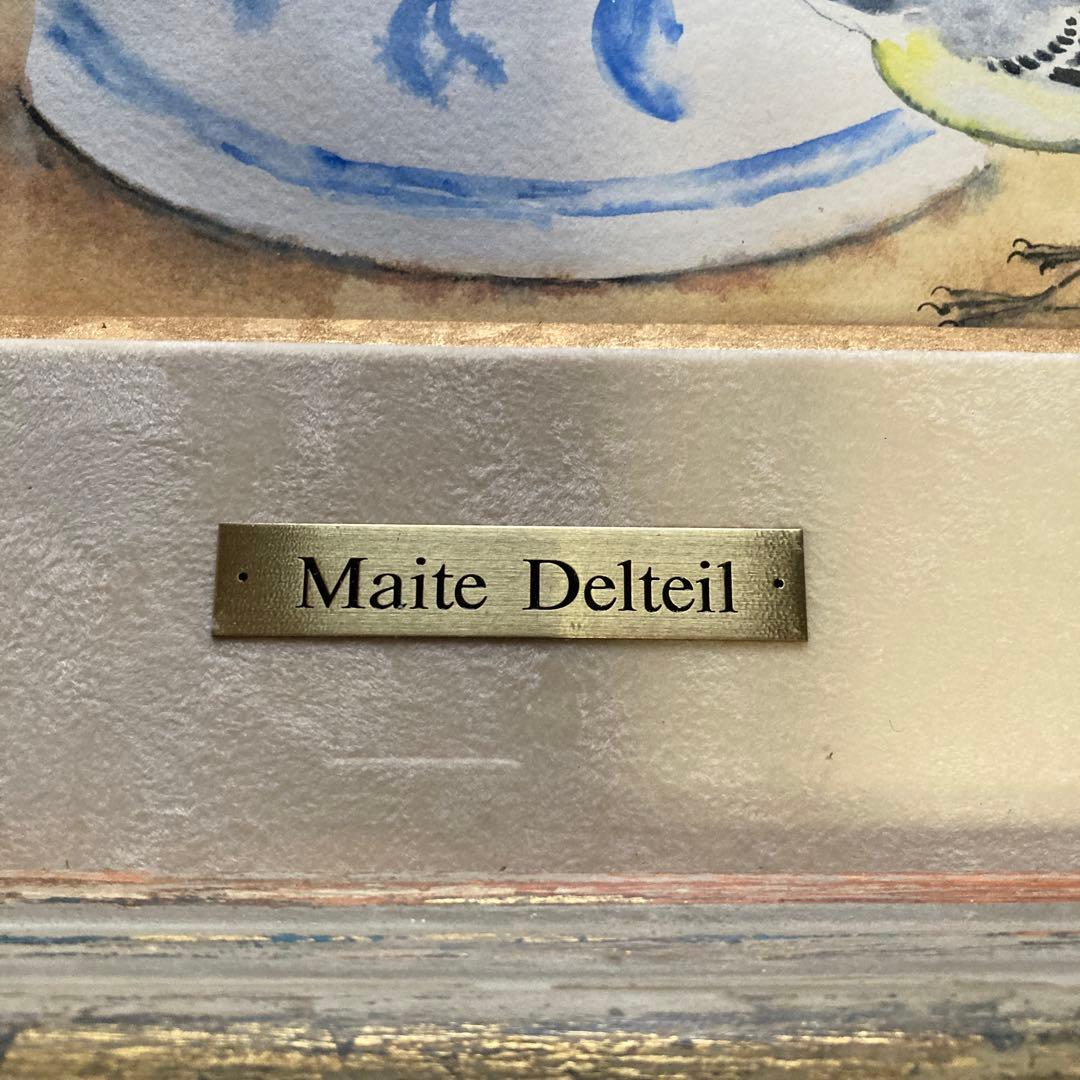 マイテ デルテイユ￼「スペインの花瓶」有名フランス人画家額56×47絵37