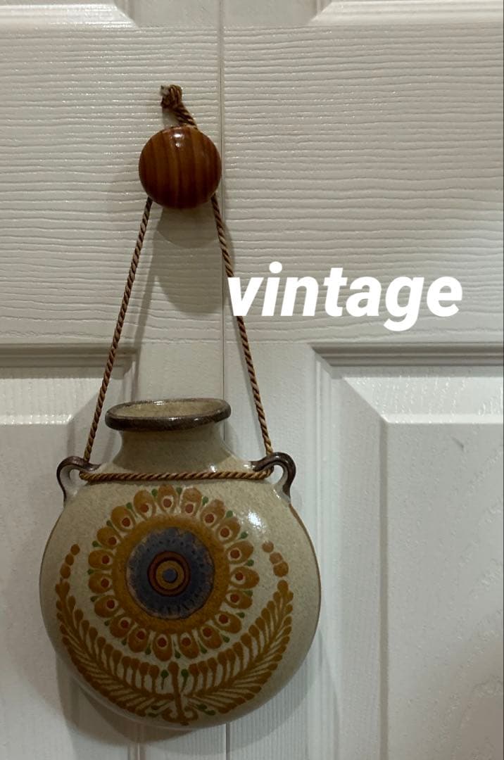 ★ヴィンテージ ポルタ・チェリ 壁掛け花瓶：1970年代スペイン ボヘミアン陶器