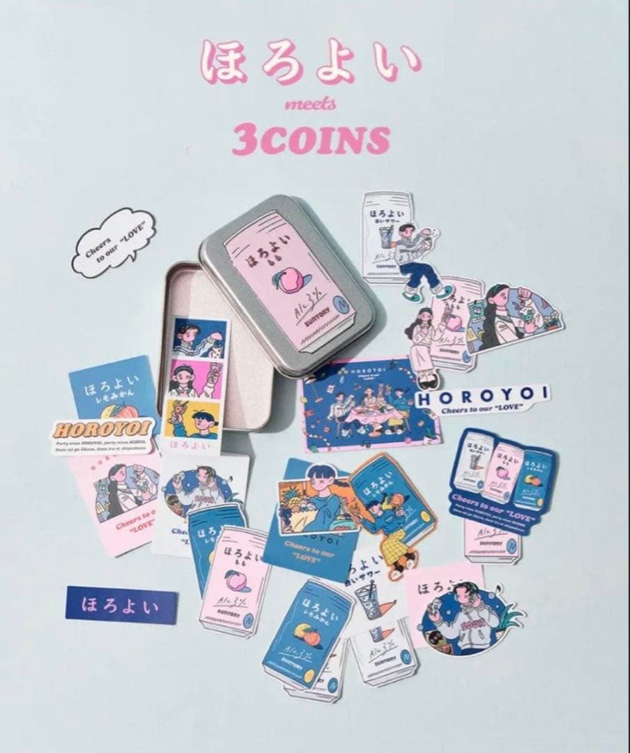 ほろよい ステッカーセット 缶ケース付き3COINSコラボシール - メルカリ