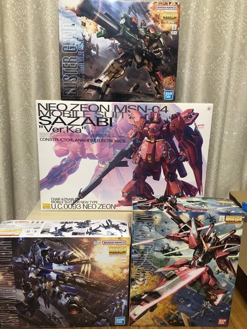 ガンプラ　MG サザビー&ヴィダール&インフィニットジャスティス&バスター