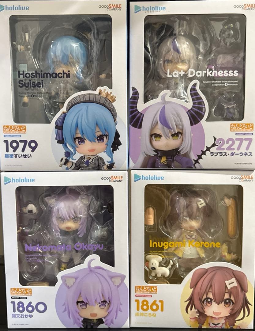 【未開封】ねんどろいど星街すいせい.猫又おかゆ.戌神ころね.ラプラス・ダークネス