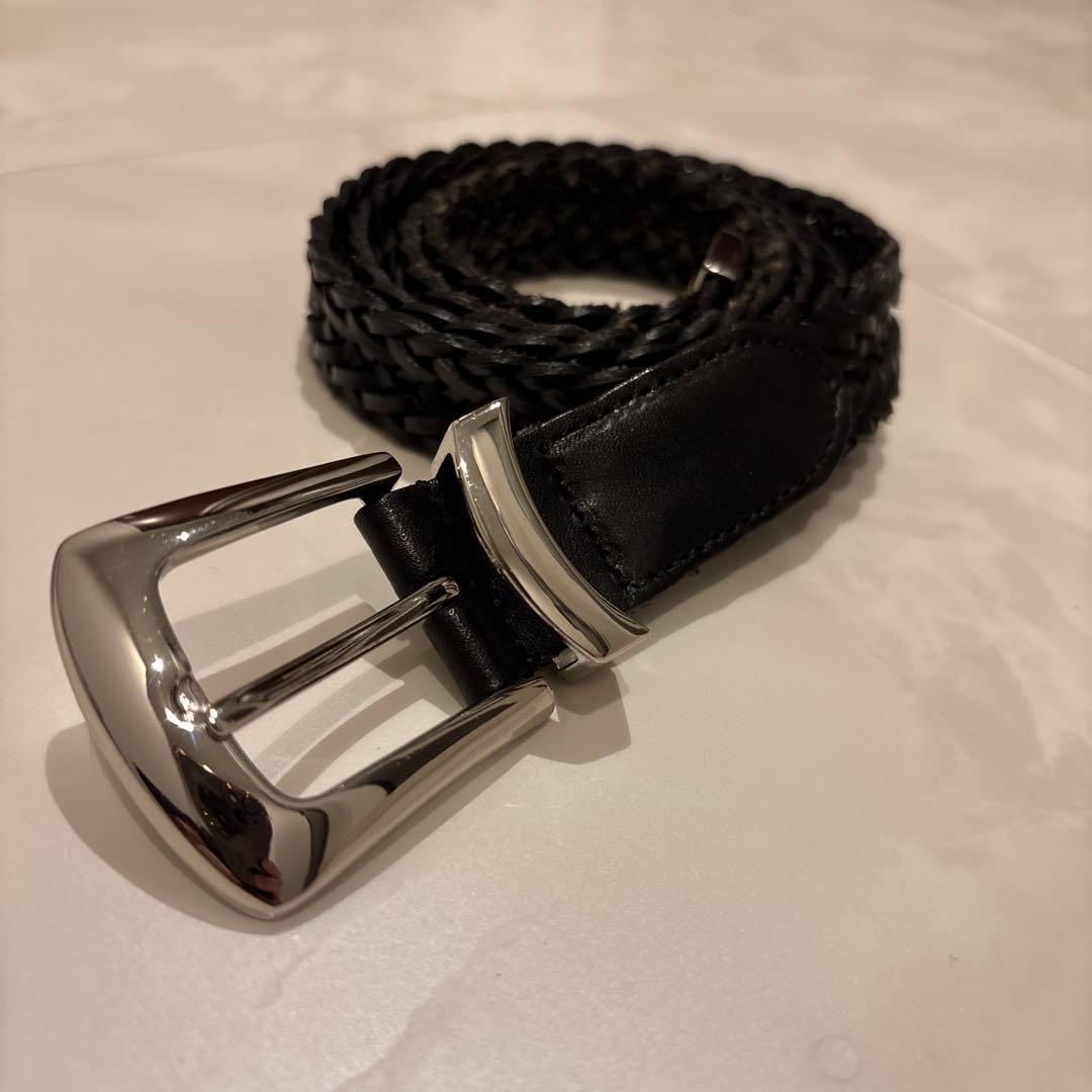 MBハイエンドレザーメッシュベルト　ブラック×シルバー　Sサイズ