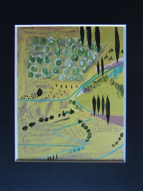 岡野博、【豊かな土地】、希少な画集画、新品高級額・額装付