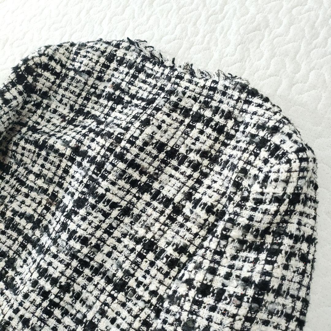 極美品✨セオリーリュクス ミックスラメツイード ノーカラーコート 白