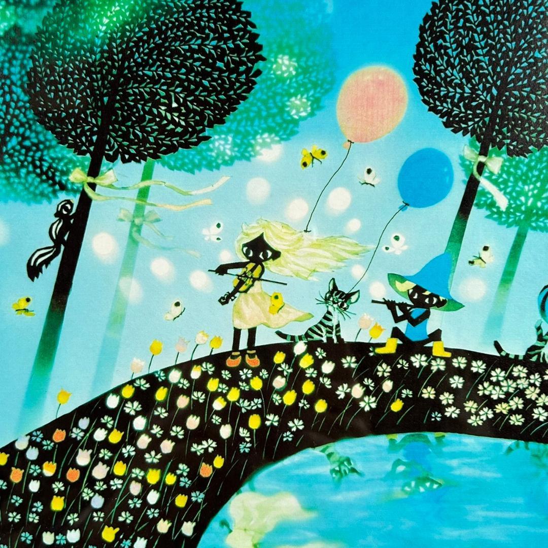 美品 藤城清治「四季のメルヘン 春 春のデュエット」レフグラフ 直筆