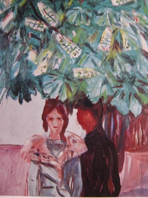 ムンク、『栗の木の下での語らい I』、希少な画集より、新品高級額・額装付