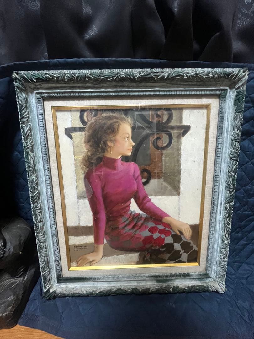 （引き取り専） 1975年　奥津国道　陽ざし　額縁付き　F10 油絵