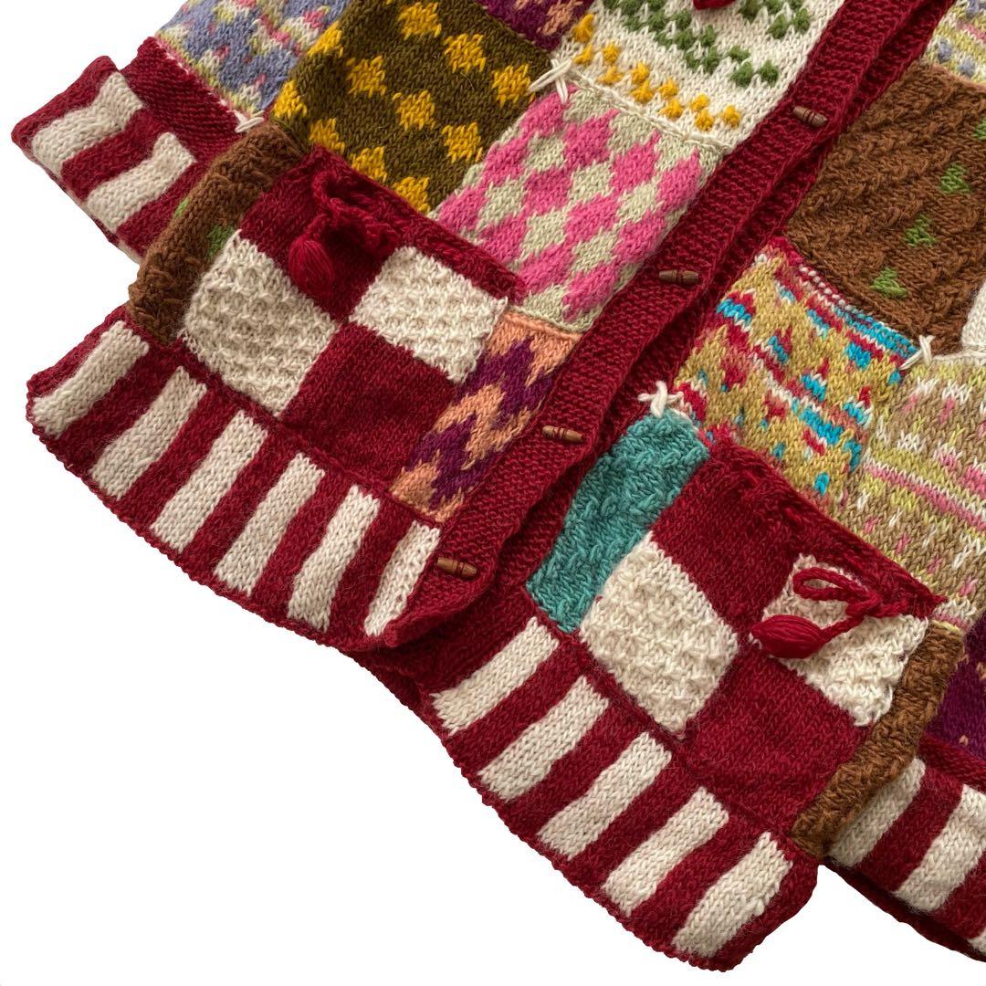 未使用品 EL RODEO エルロデオ パッチワーク ニット コート ニコちゃん