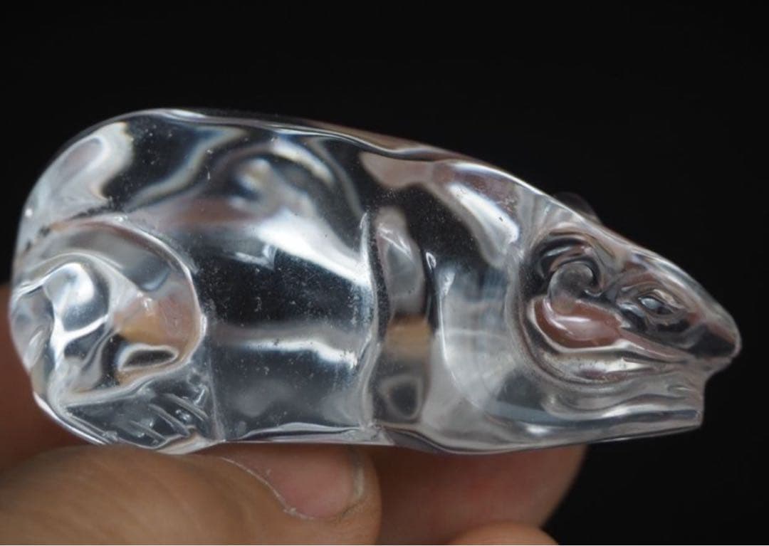 送料無料　時代物　天然水晶製鼠　縁起物　6×4×2.5ｃｍ　重70ｇ　本物保証