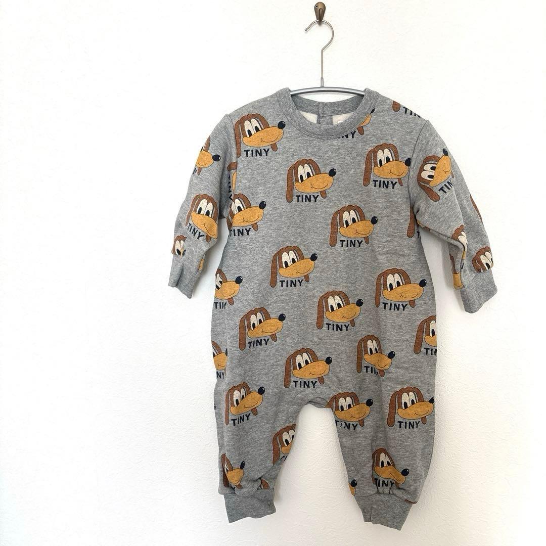 タイニーコットンズ ロンパース グレー 犬柄 24M