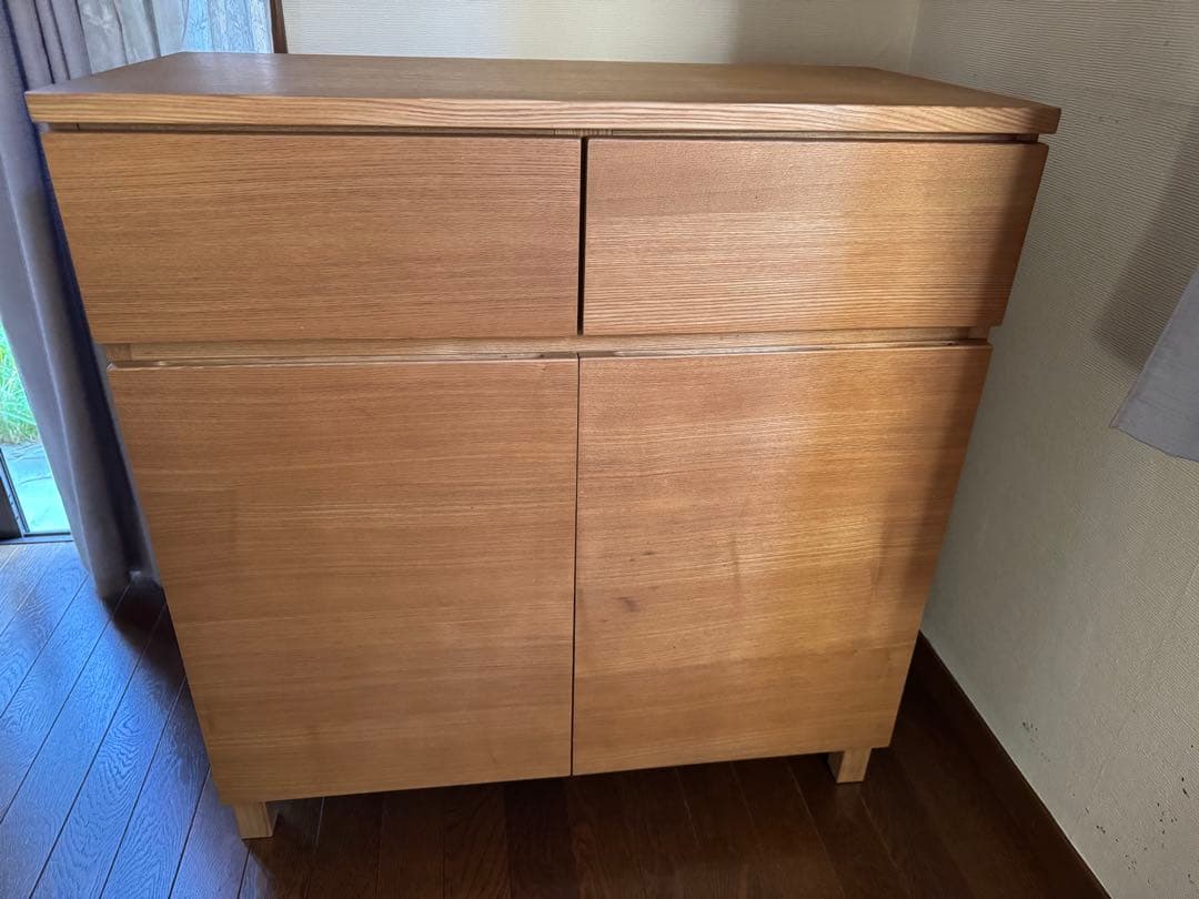 【Rain】無印良品　木製キャビネット幅80×奥行40×高さ83 オーク材