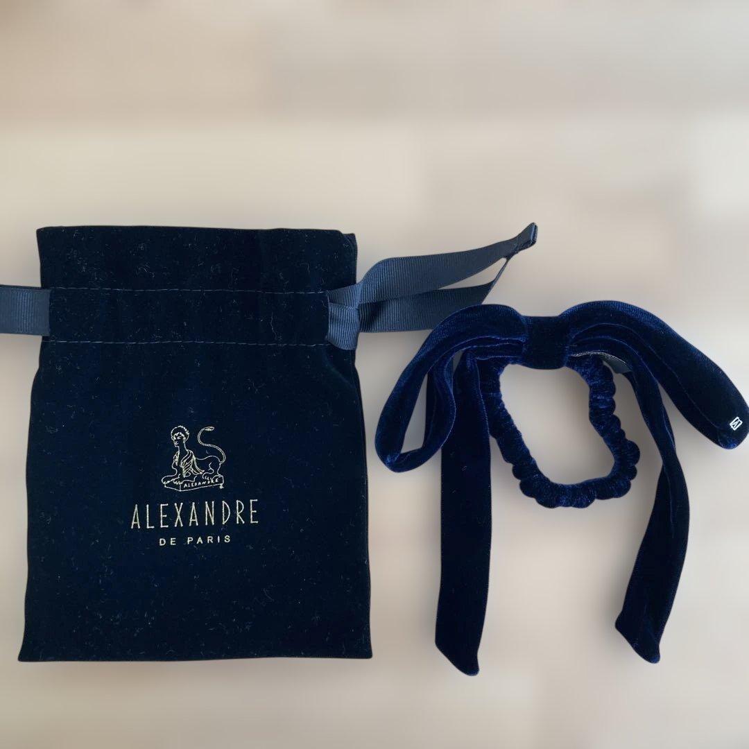 【ほぼ未使用】アレクサンドルドゥパリ　ベロアリボンポニー　ネイビー ポニー｜ALEXANDRE DE PARIS（アレクサンドル ドゥ パリ）