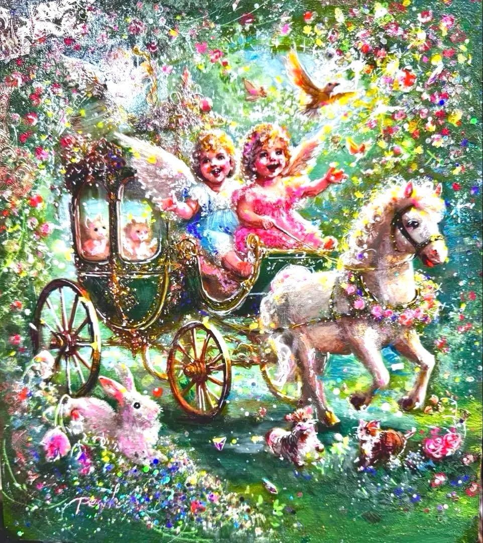 絵画原画　《Spiritual Cupids》　キラキラ溢れるバレンタイン