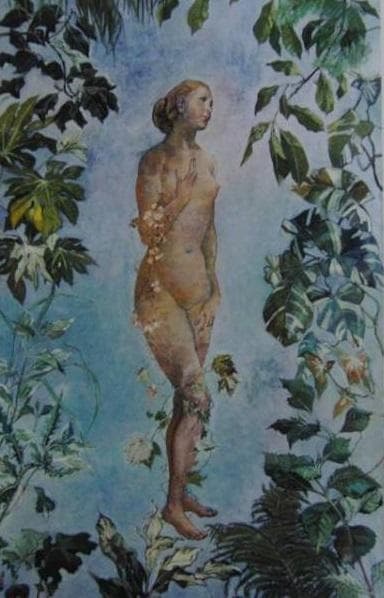 藤田嗣治、【植物のなかの裸婦】、希少画集画、新品高級額・額装付