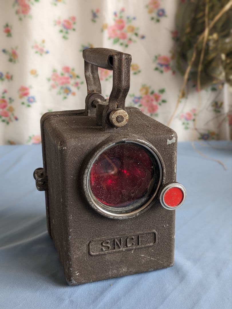 フランスアンティーク 国鉄 SNCF 手信号 レッドシグナルランプ 1950年