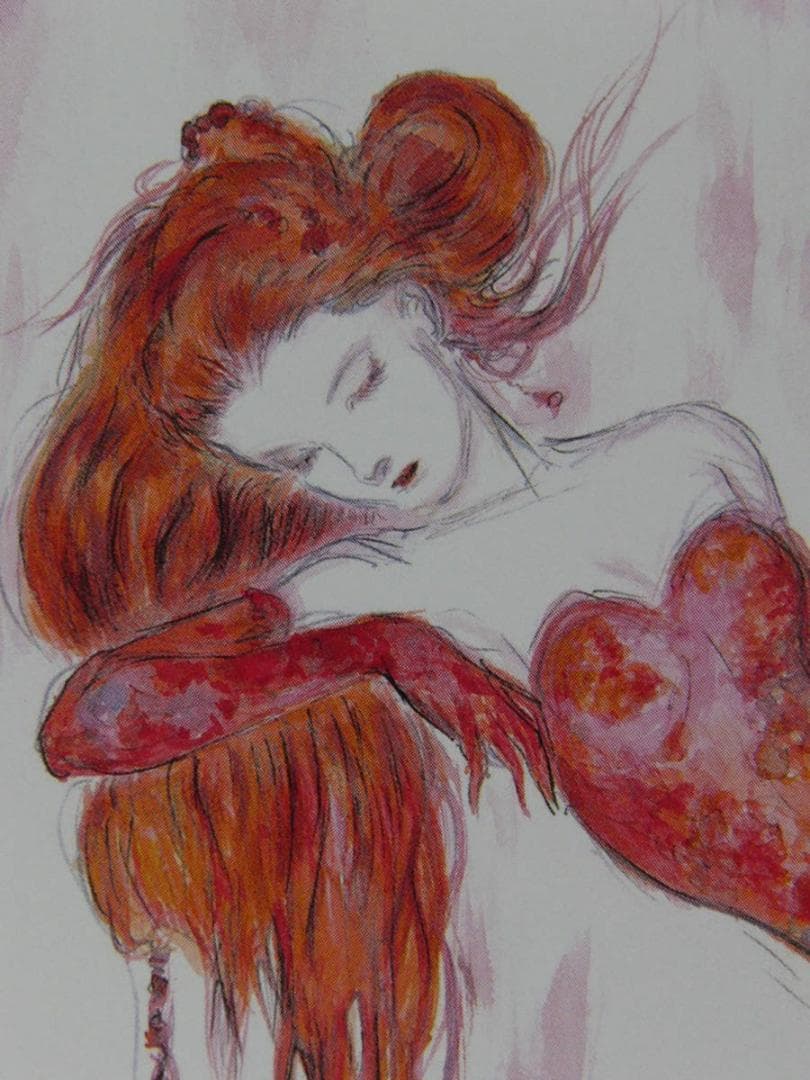 天野喜孝、ノイシュとディアドラ、希少な額装用画集画、新品高級額装付