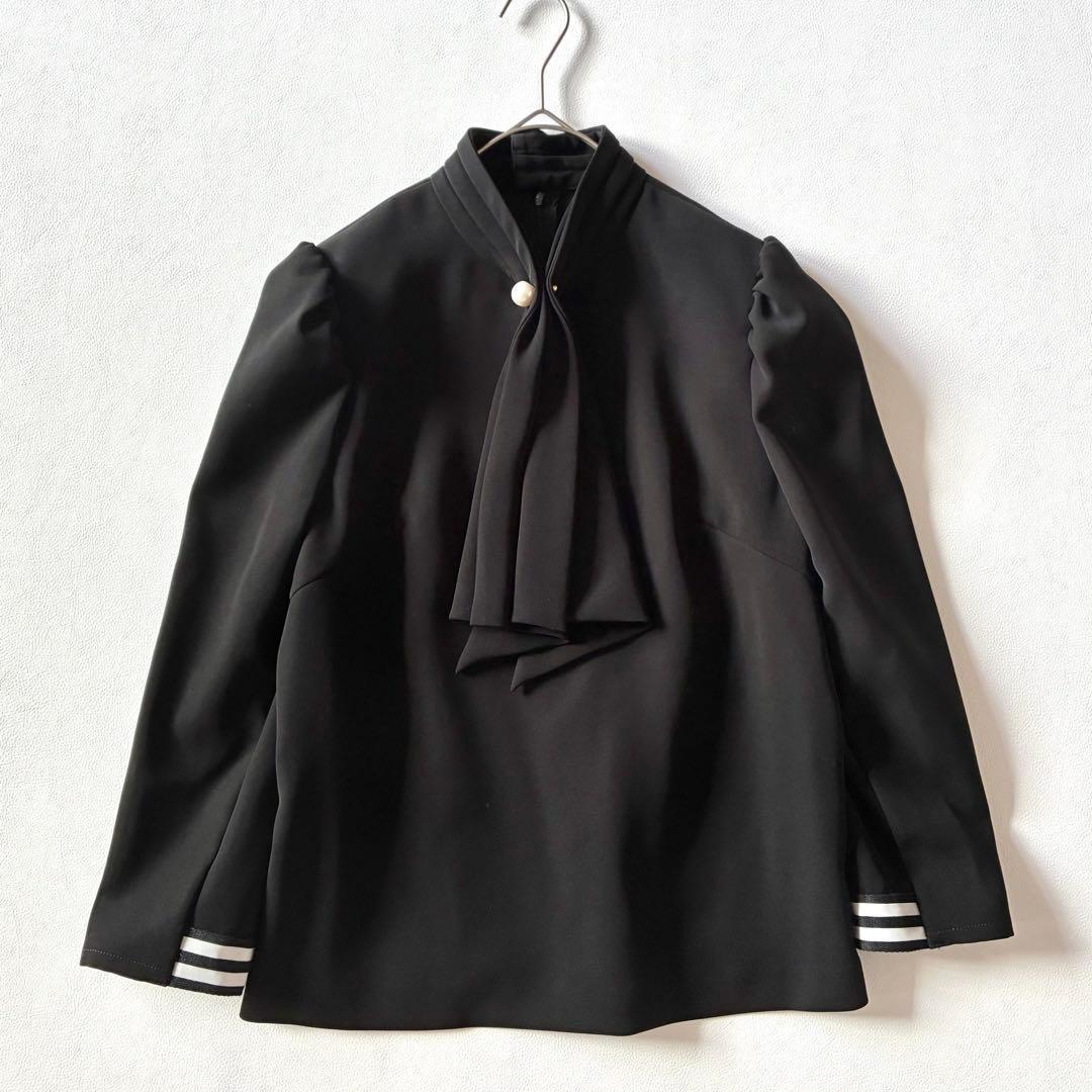 ボーダーズアットバルコニー　パールボウタイ ブラウス　ブラック　36