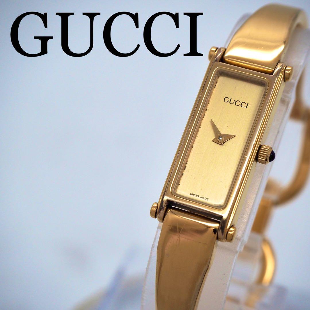 379 稼働 GUCCI 時計 1500 レディース ゴールド バングルウォッチ