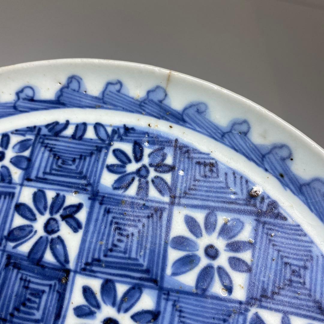 江戸初期 上手初期伊万里 染付中皿 合箱 約20㎝ 東Y7-0331☆2Fトトヒ