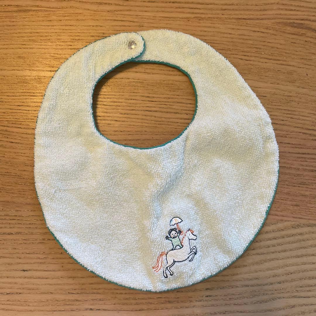 HERMES ベビー用スタイ 馬と子供の刺繍