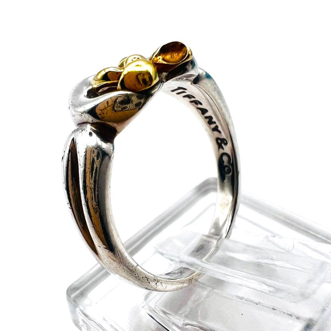 ティファニー ハート リボン K18 750 シルバー925 コンビ リング