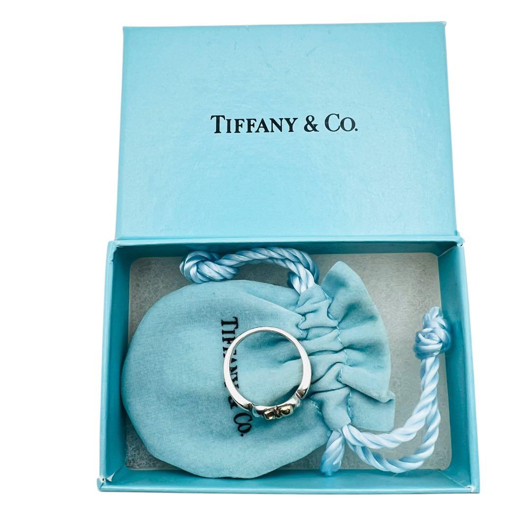 ティファニー ハート リボン K18 750 シルバー925 コンビ リング