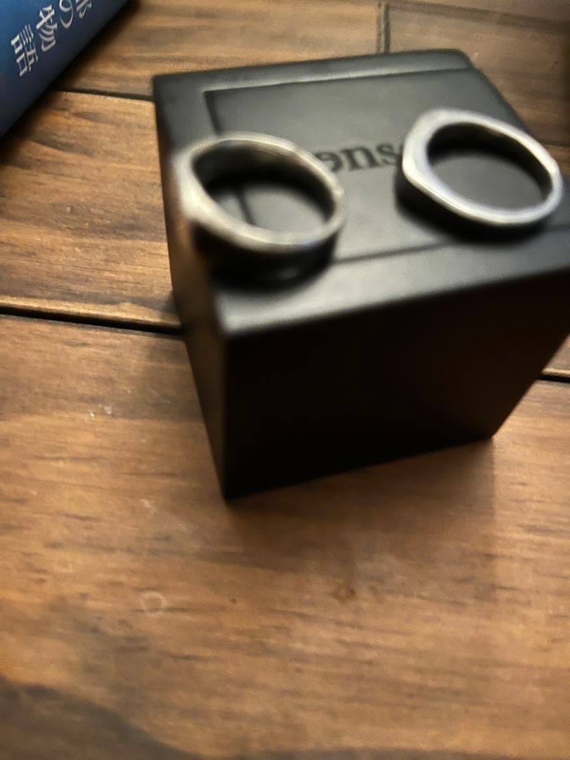 Henson シグネット+ブラックダイヤモンド シルバーリングセット15-16号