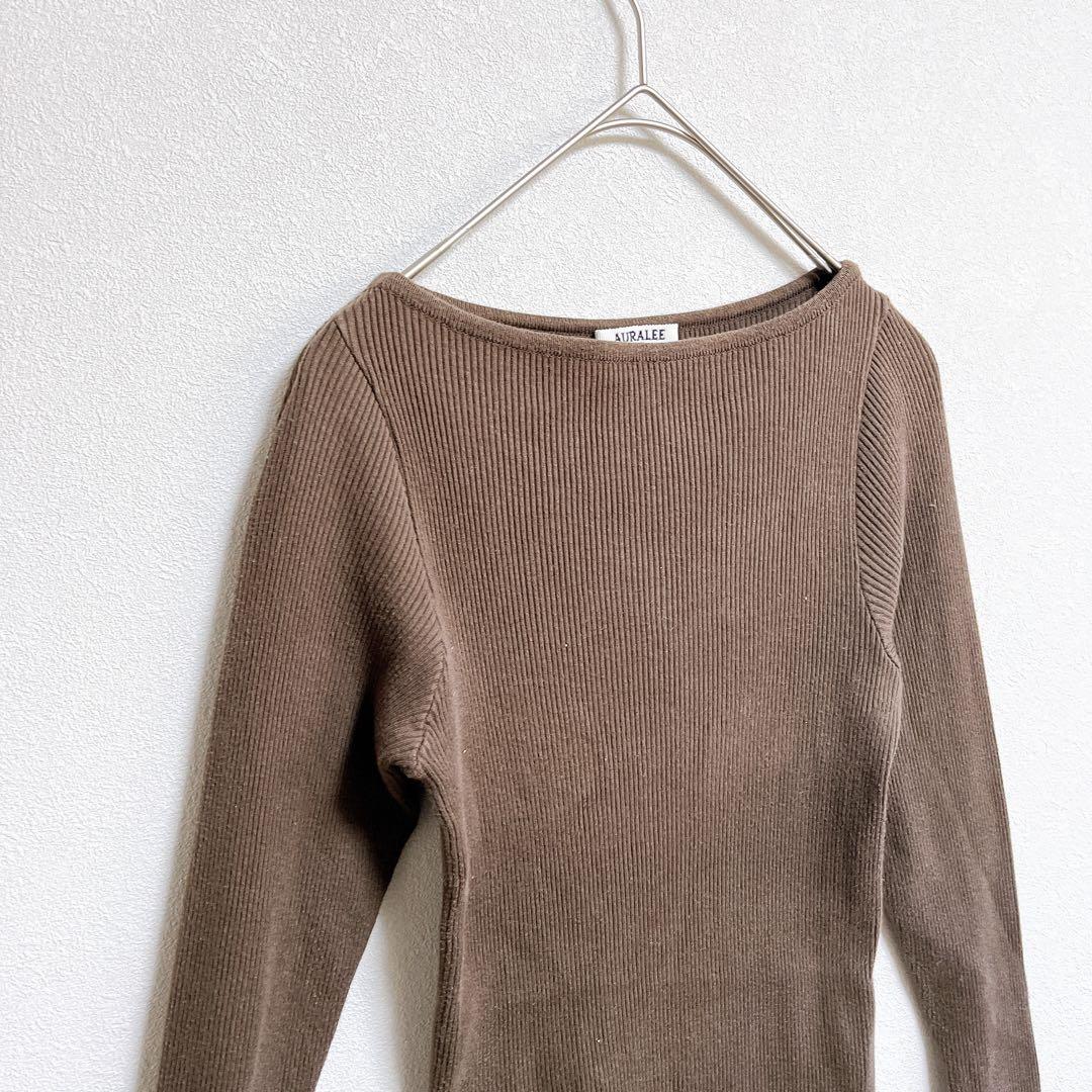 オーラリー ロンハーマン ギザボートネック リブニット プルオーバー