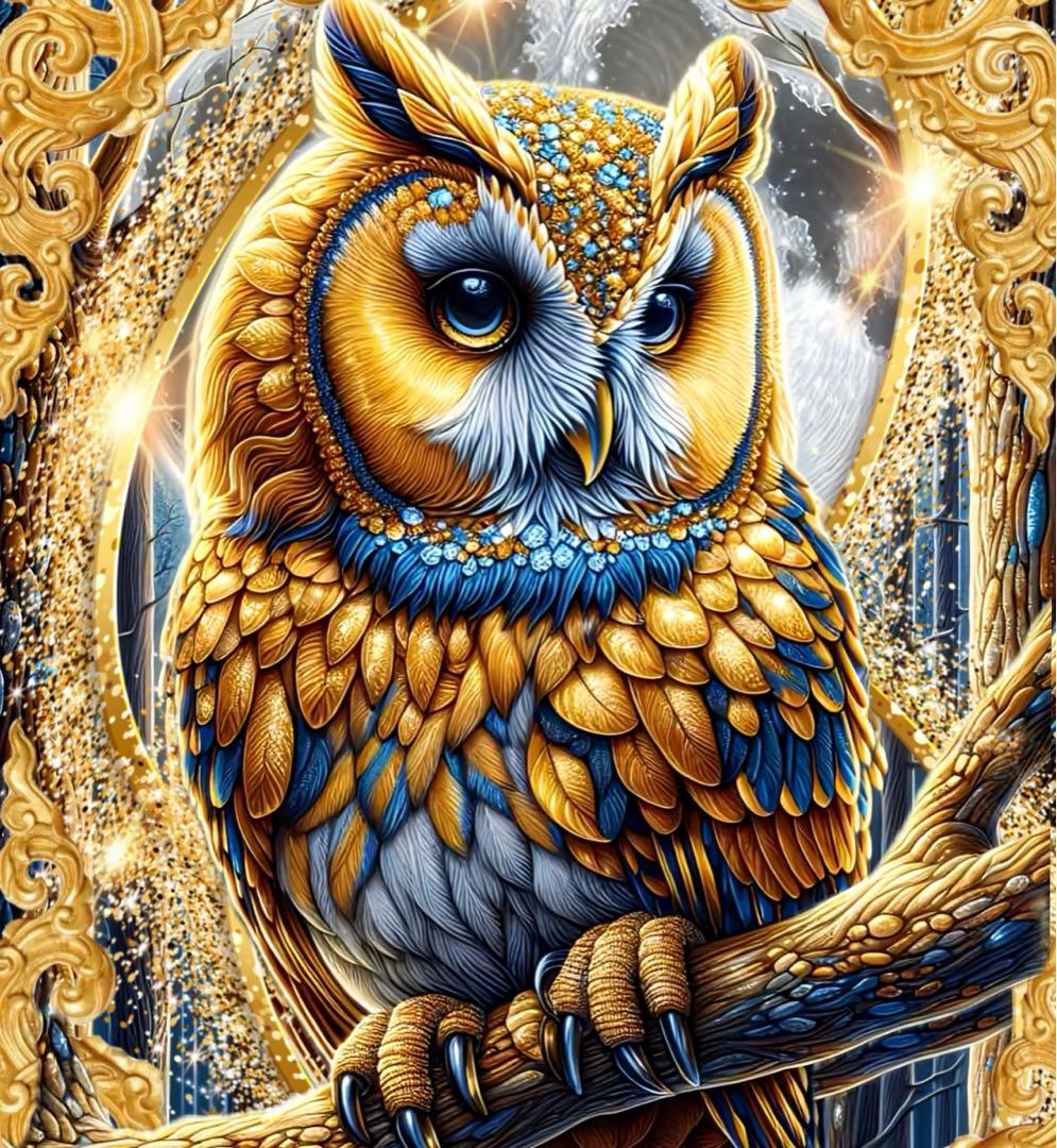 幸せ呼ぶふくろう 開運•風水ヒーリング 開運絵画グラフィックアート