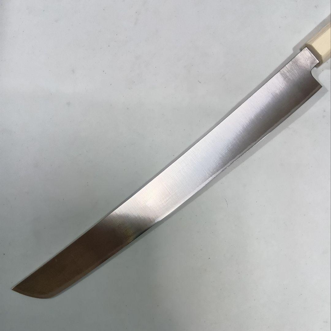 ステン本焼V金10号先丸柳刃包丁30cm鞘付人工象牙八角柄 - メルカリ