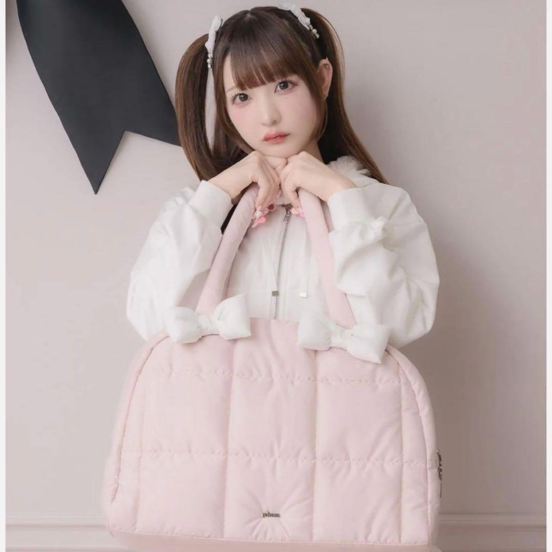 pium ピウム ボリュームリボンキャリーオンボストンバッグ ピンク