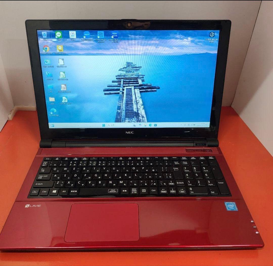 LAVIE ノートPC 赤色 本体 + マウス　一部難有り