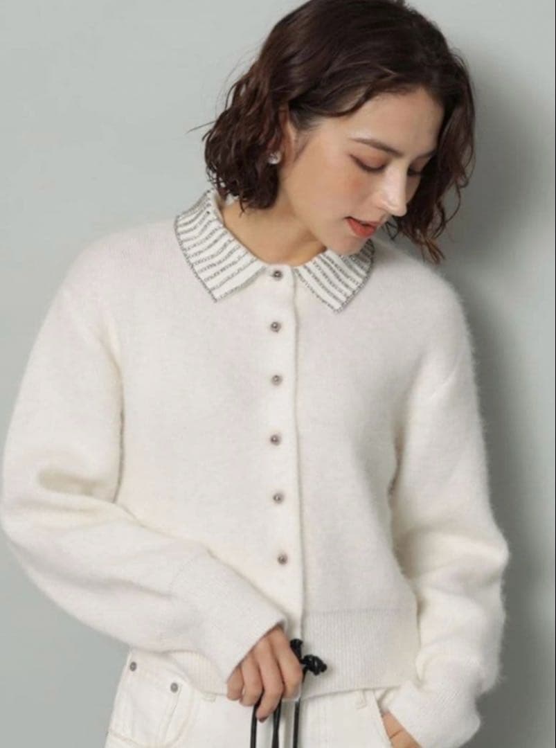 人気完売　Arpege story 衿ビジューカーデ