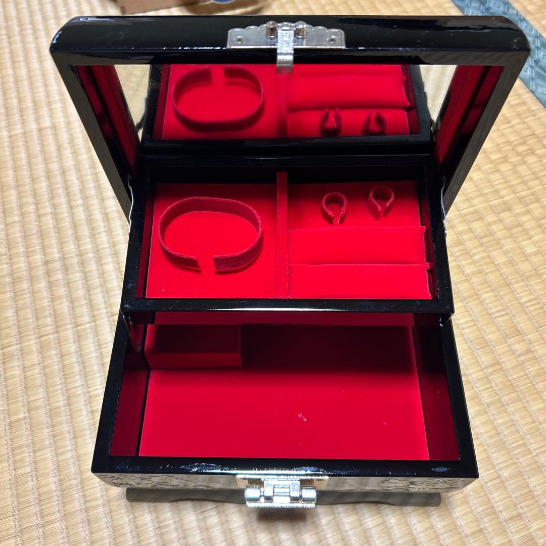 螺鈿細工 韓国伝統工芸 ミラー付き アクセサリーケース 小物入れ