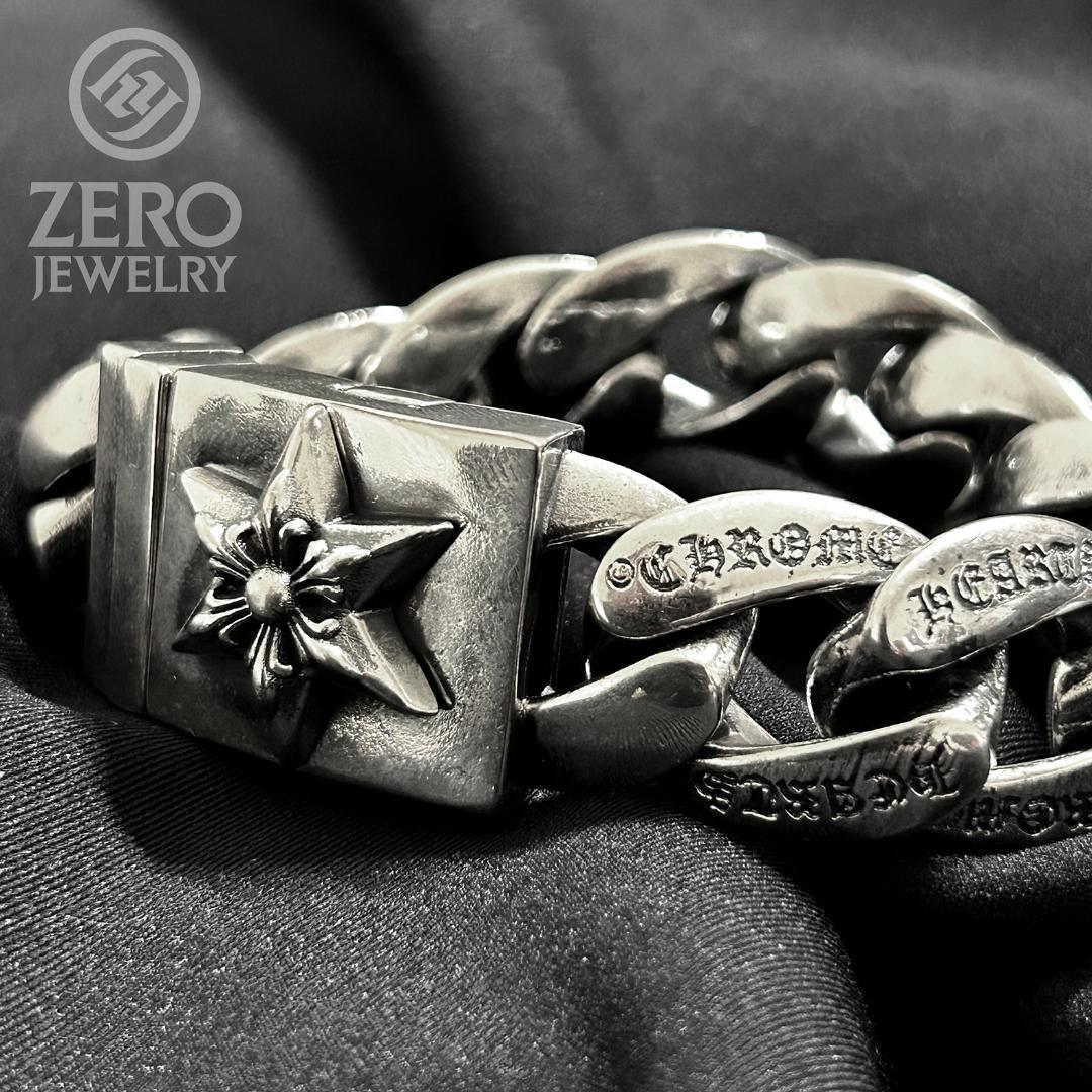 【！即日発送！925】スター 極太ブレスレット 11リンク Wロック