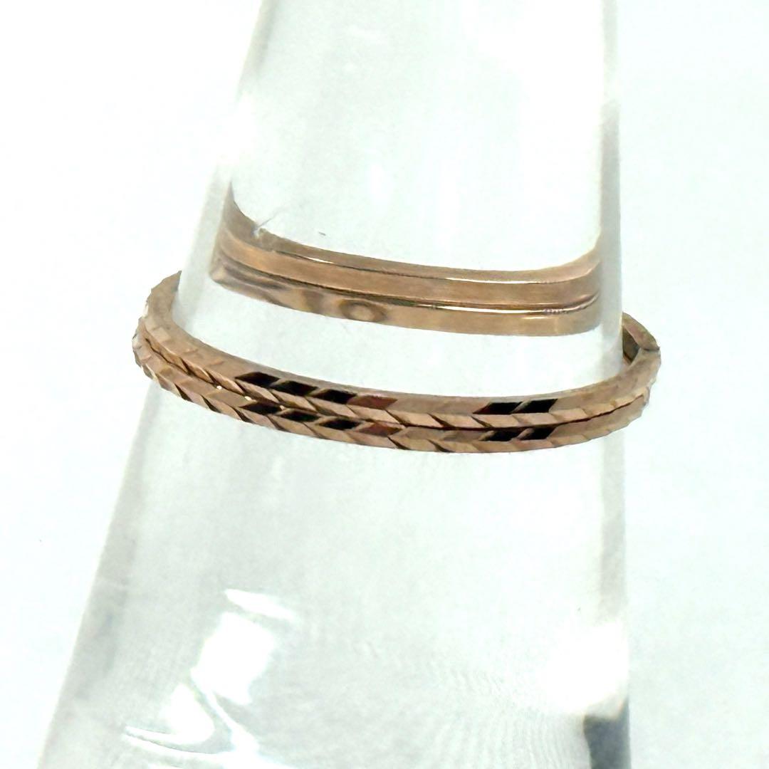 【新品未使用】K10 デザインリング 11号 0.91g 重ね付け 華奢リング