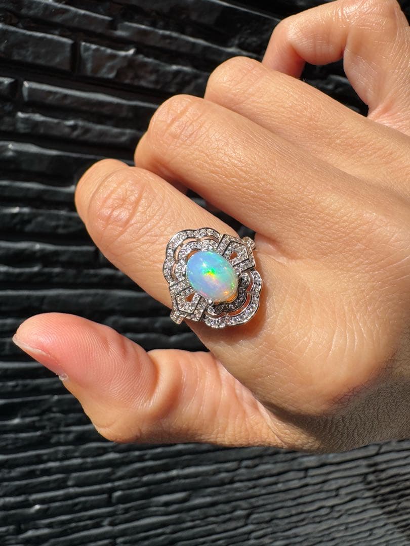 新作 天然石水オパール遊色綺麗極彩ルース0.860ct S925 18KGP - メルカリ