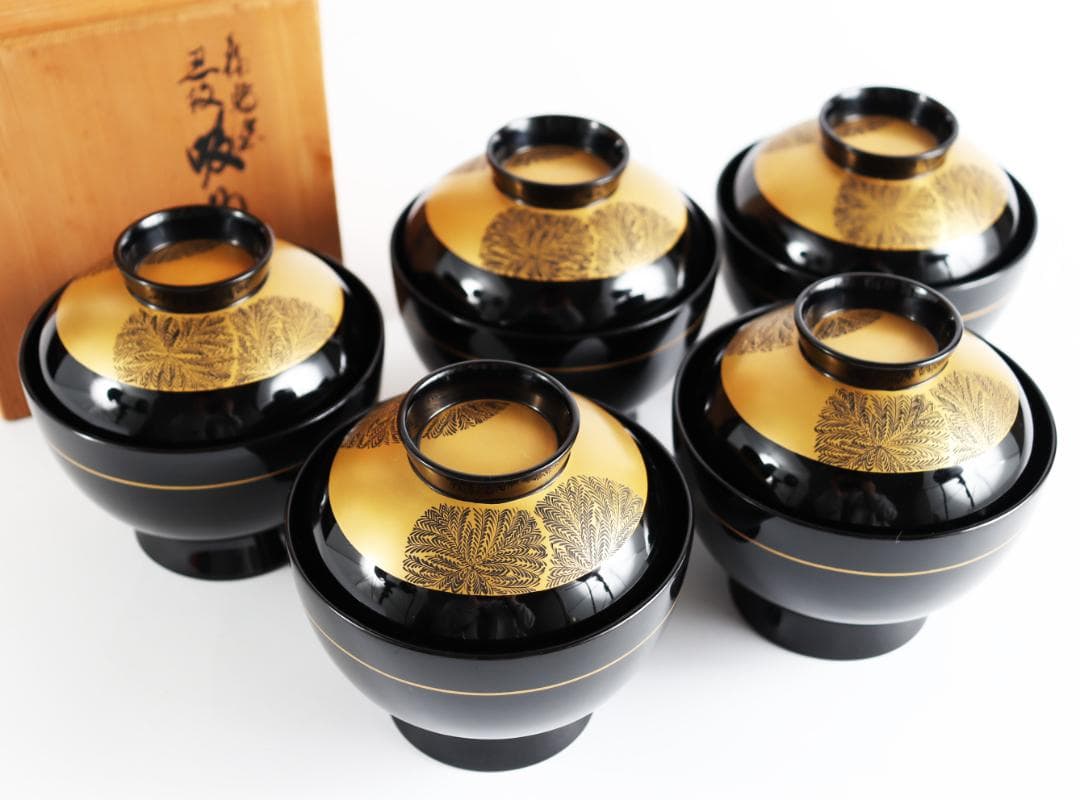 輪島塗 忍紋 吸物椀 井波唯志 五客